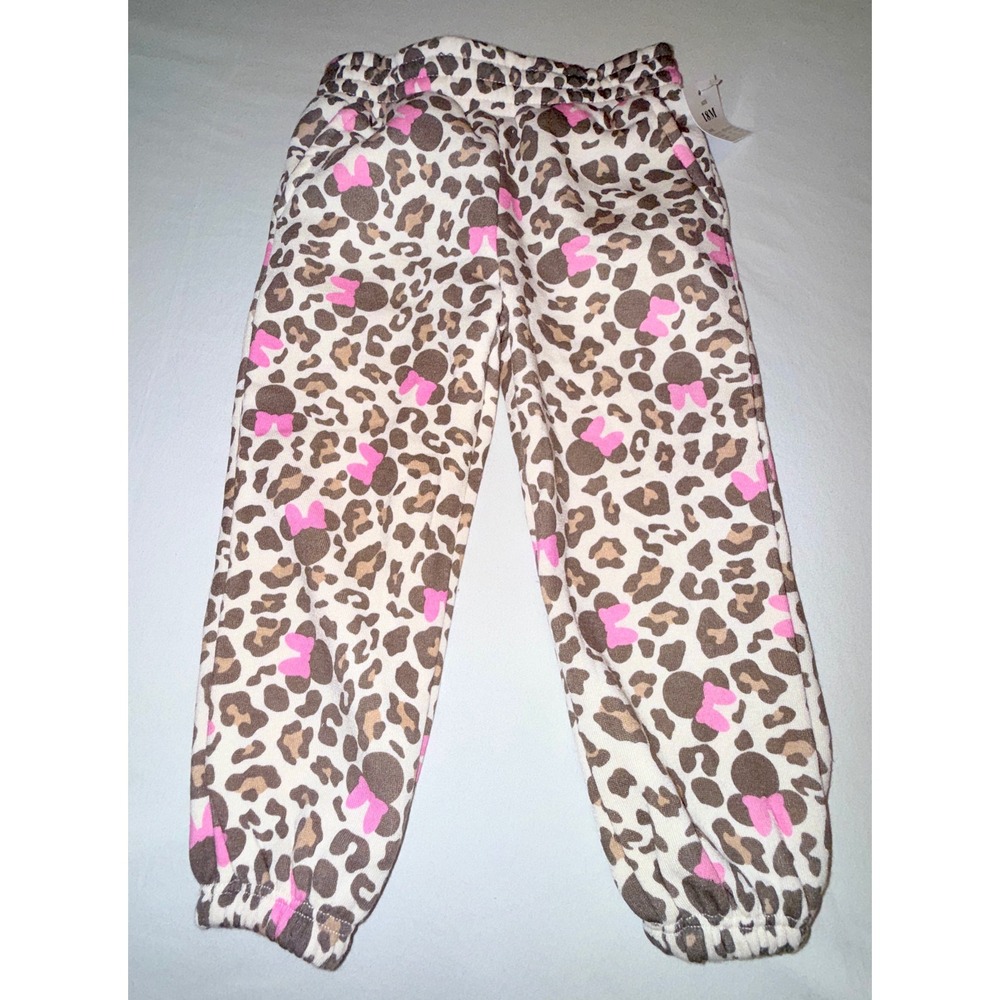 Disney Minnie Mouse Joggers Kids 18M Leopard Pink NWT Fleece Pants